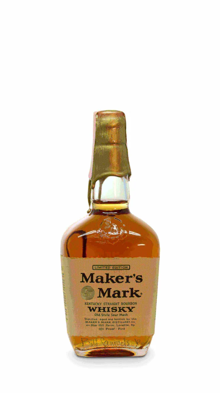 Maker's Mark Gold Wax 101 Proof Limited Edition Autographed Pint 1970's