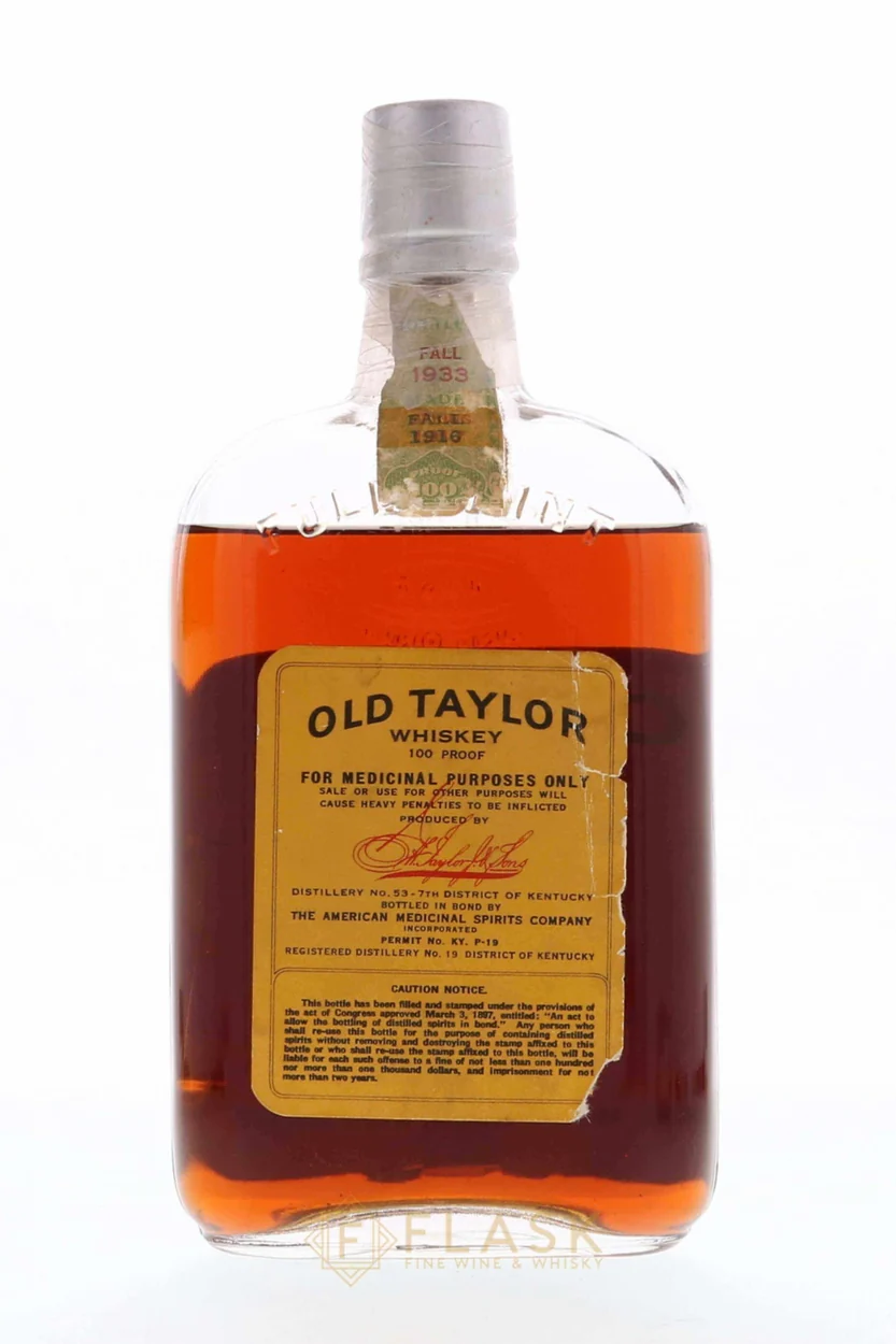 Old Taylor 1916 Prohibition Era American Medicinal Spirits Co. One Pint